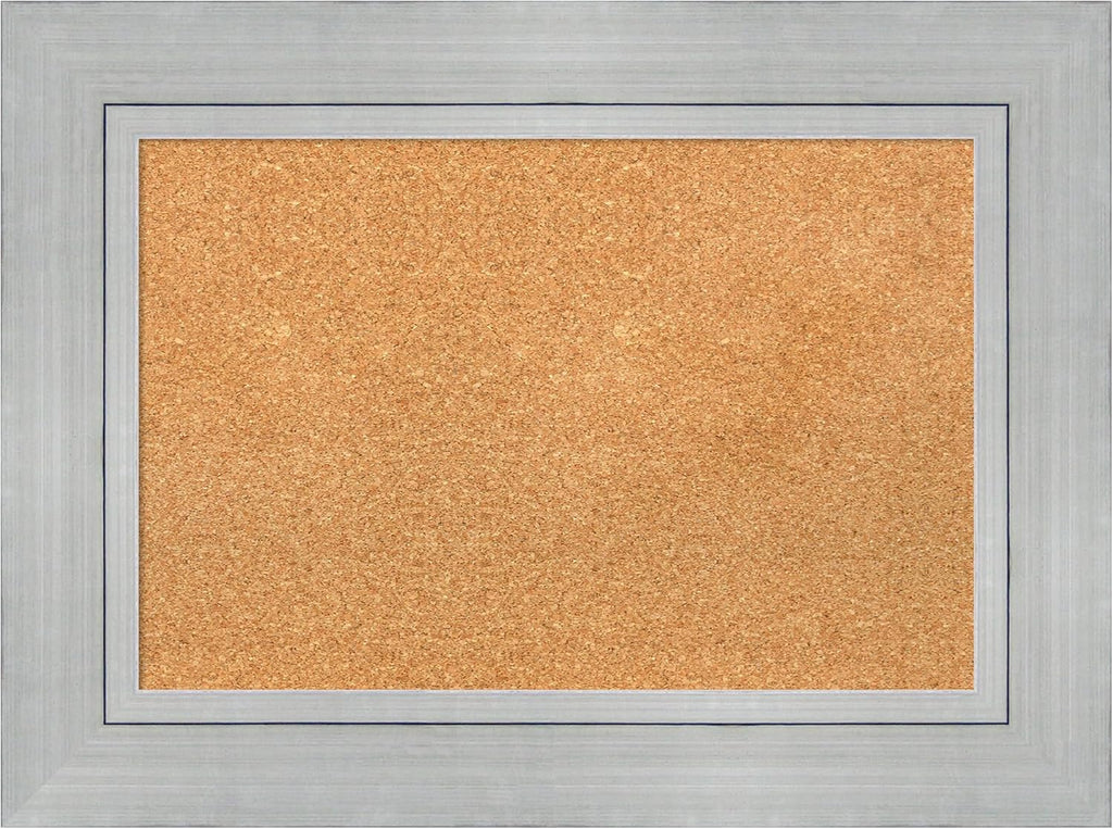 Amanti Art Natural Cork Board for Wall, 23x31 Vision Board with Silver Wood Frame, Medium Corkboard Office Decor for Home Organization, Casual Corkboard Pinboard to Display Items for Home