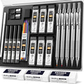 Nicpro 22PCS Metal Mechanical Pencil Set in Case, Art Drafting Pencil 0.5, 0.7, 0.9 mm & 2 PCS 2mm Mechanical Drawing Pencils with 396PCS Leads (4B 2B HB 2H Colored) for Drawing Writing Sketching