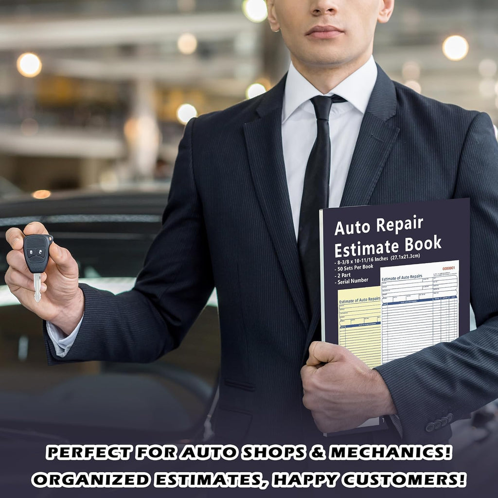 1 Pcs Auto Repair Estimate Book 50 Sets 2-Part Carbonless Duplicate 8-3/8 x 10-11/16 Inches Repair Estimate Book for Auto Repair Shops and Independent Mechanics (1)