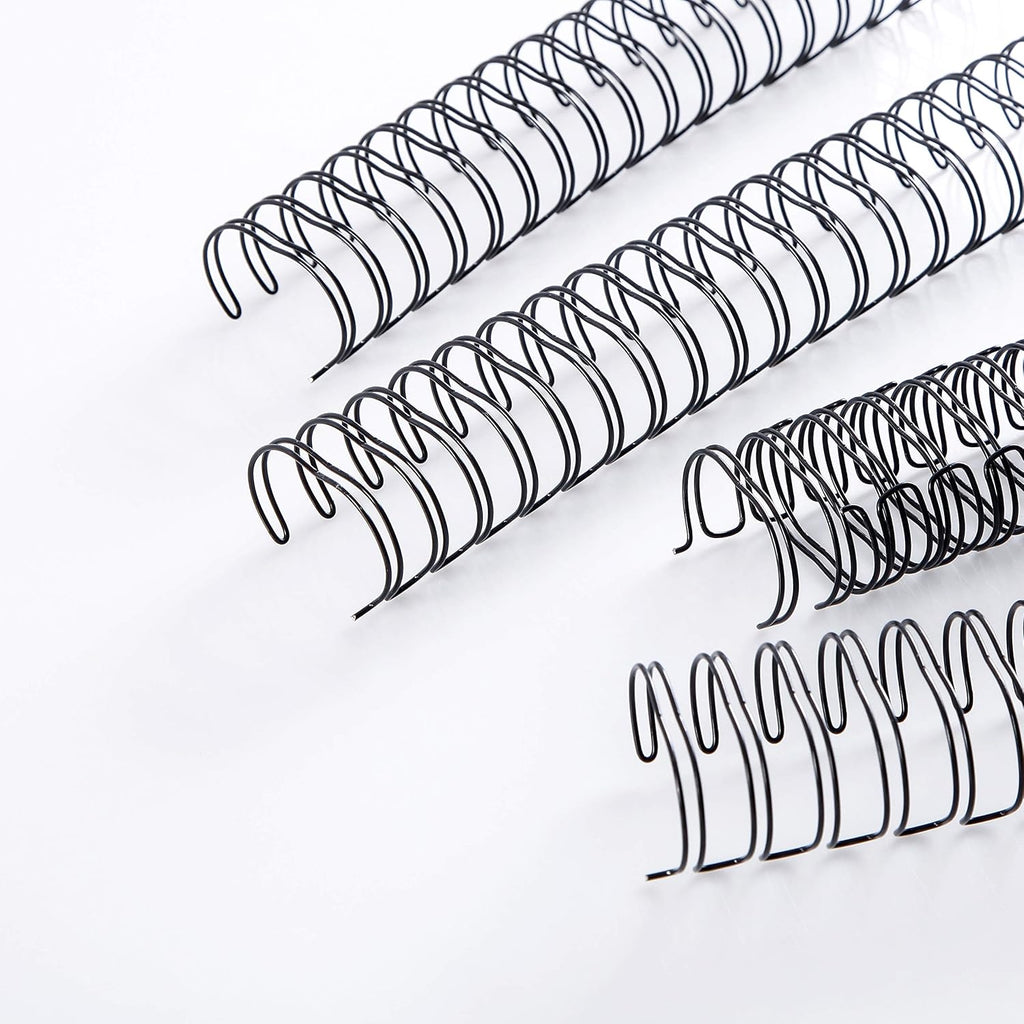 BNC Double Loop Wire Binding Rings Letter Size 3:1 Loops 32 Holes Black Color Pack of 100 (5/16 Inches)