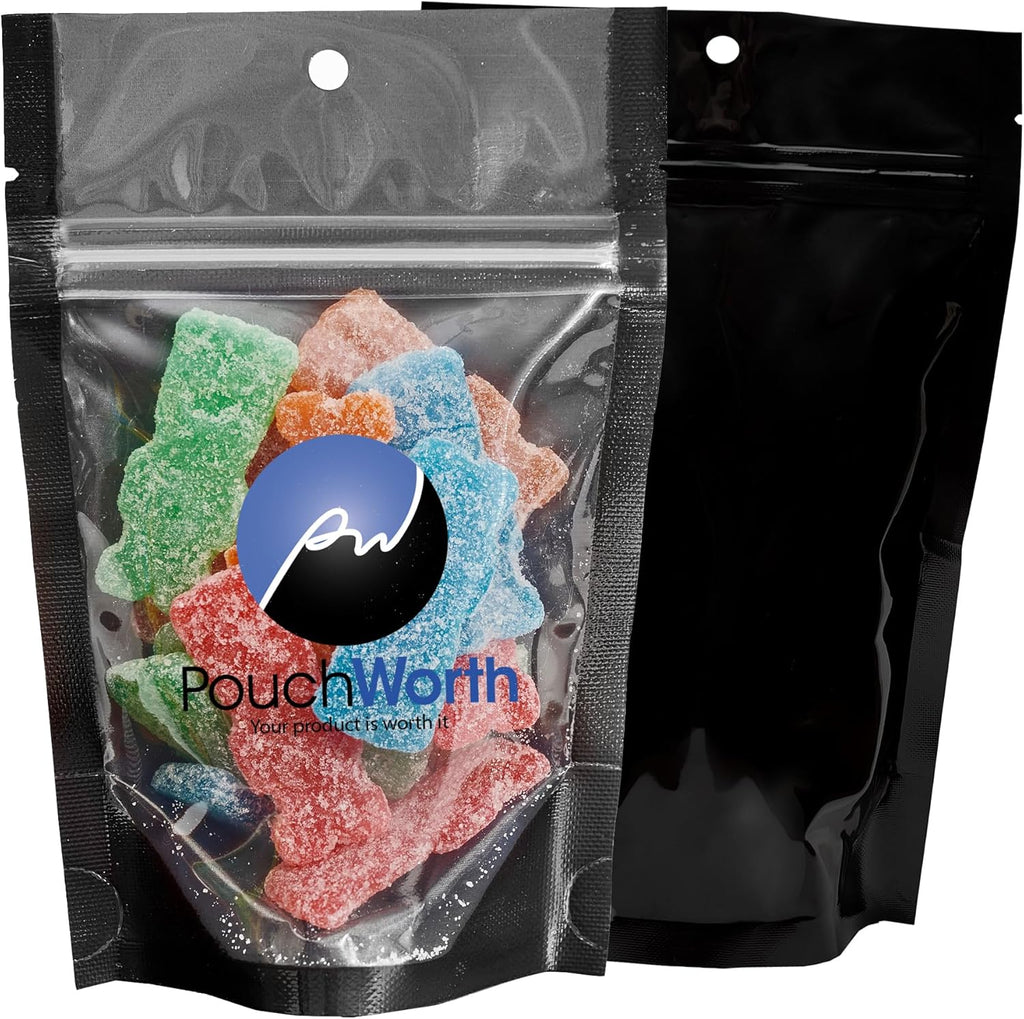 100 Pack 4"x6" Mylar Clear/Black Nylon Resealable Stand Up Bags Heat Seal Zipper Lock Reusable Storage Pouches for Zip Food Storage Lock Packaging with Tear Notches