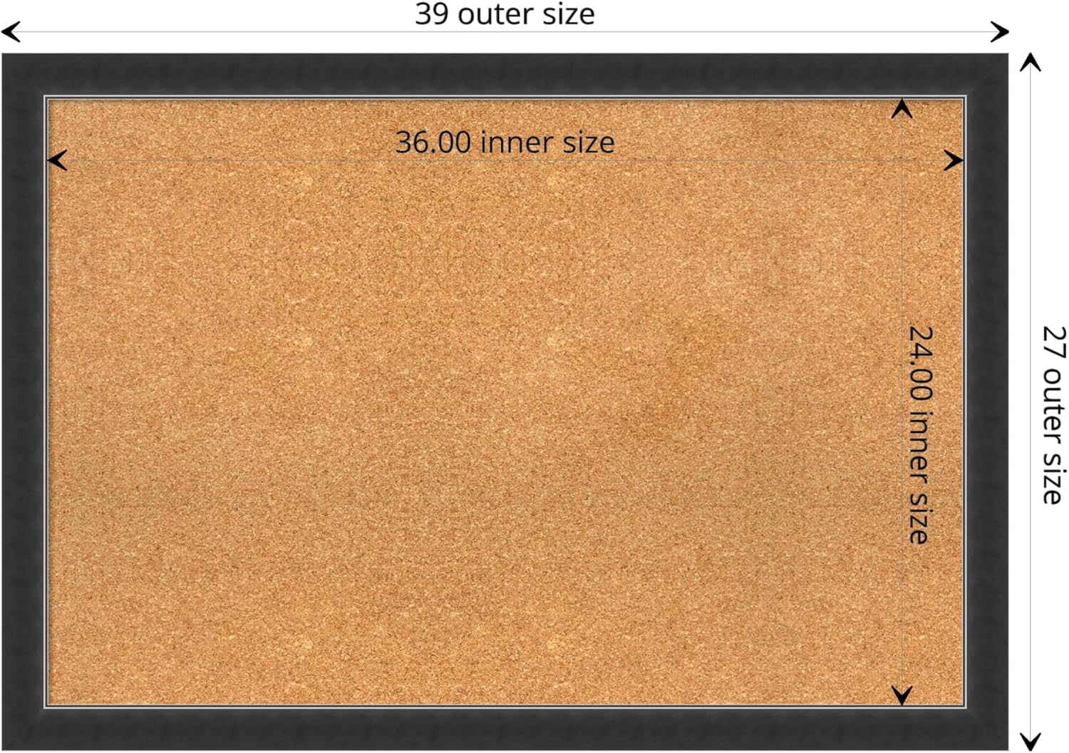 Amanti Art Natural Cork Board for Wall, 27x39 Vision Board with Black Wood Frame, Large Corkboard Office Decor for Home Organization, Modern Contemporary Corkboard Pinboard to display items for home