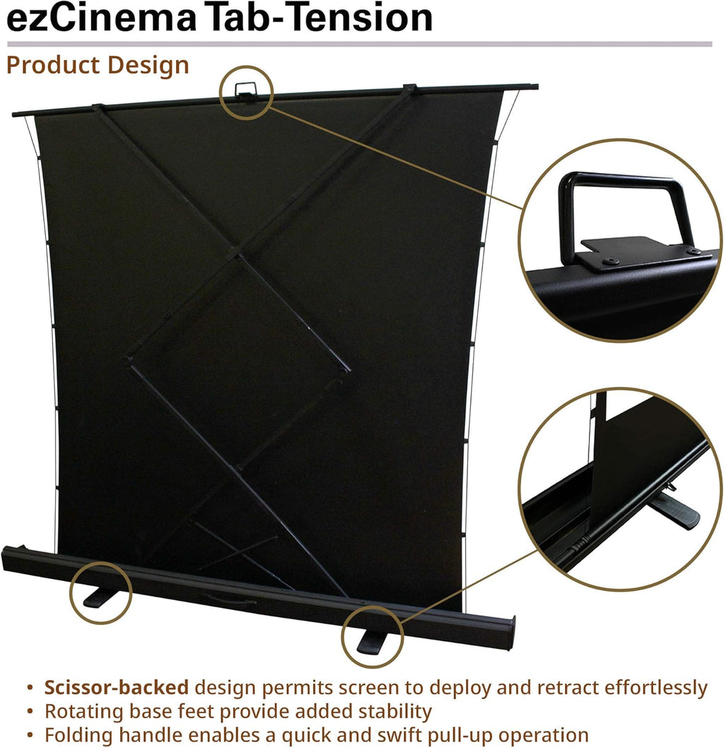Elite Screens ezCinema Tab Tension, 100-Inch 4:3 Portable Manual Floor Pull Up Scissor Backed Projector Screen, Office School Front Projection +Carry Bag, US Based Company 2-Year Warranty - FT100XWV