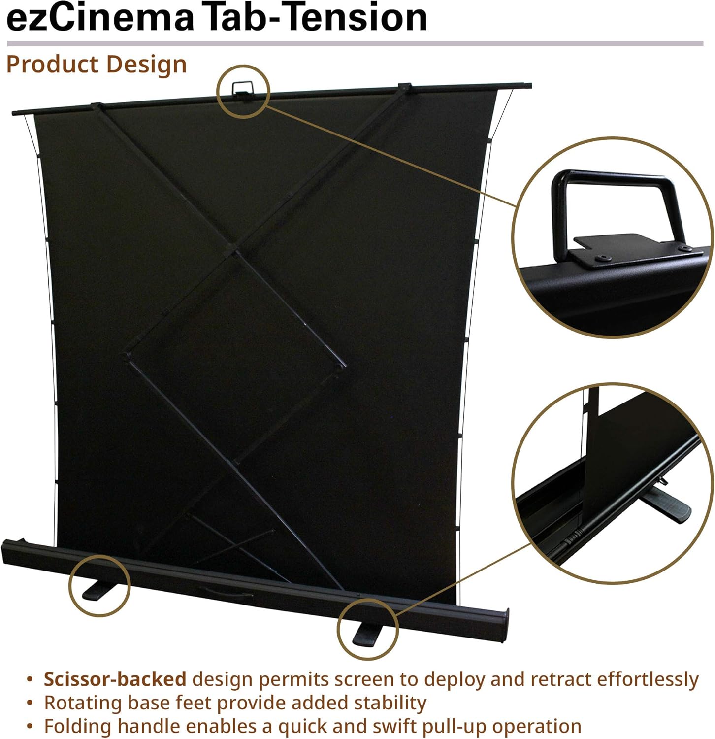 Elite Screens ezCinema Tab Tension, 100-Inch 4:3 Portable Manual Floor Pull Up Scissor Backed Projector Screen, Office School Front Projection +Carry Bag, US Based Company 2-Year Warranty - FT100XWV