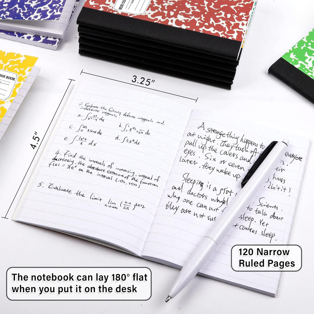 feela 70 Pack Mini Composition Notebook Bulk, Cute Pocket Composition Note Pad, Small Journal Notebooks for Students College School Supplies, 4.5" X 3.25", Narrow Ruled, 5 Marble Covers