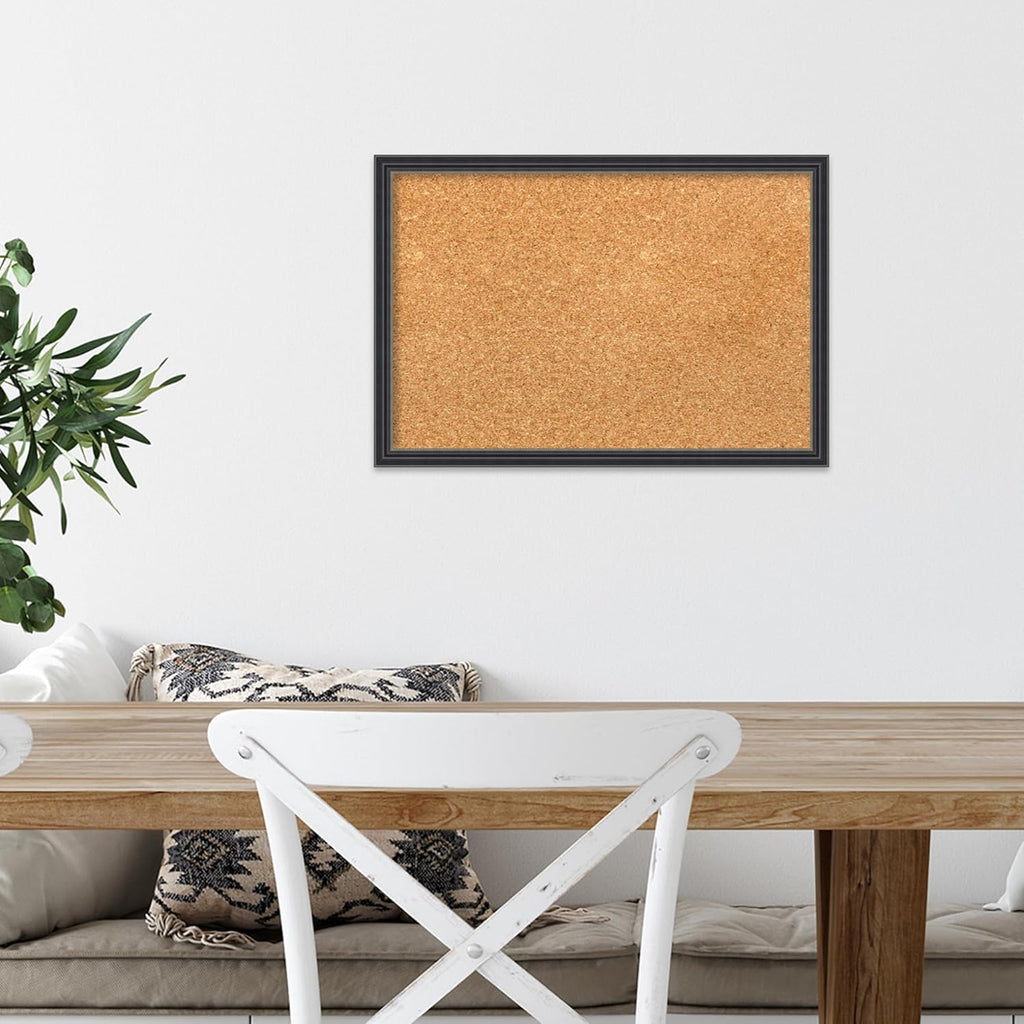 Amanti Art Natural Cork Board for Wall, 13x19 Vision Board with Black Wood Frame, Small Corkboard Office Decor for Home Organization, Traditional Corkboard Pinboard to Display Items for Home