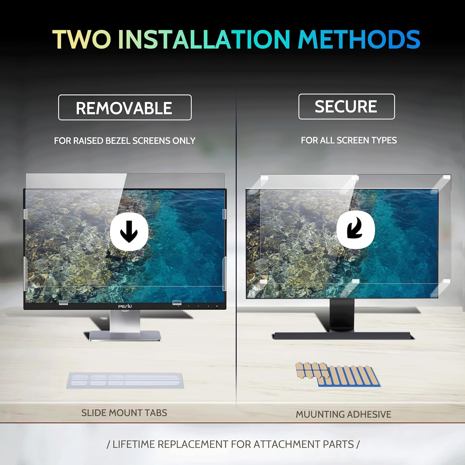 [2-Pack] 20 Inch Privacy Screen for Computer Monitor 16:9 Aspect Ratio, Eye Protection Anti Blue Light Glare Shield, 20inch Removable Black Blackout Anti Spy Desktop Security Private Filter