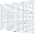 J&J worldwide Glass Whiteboard Yearly Calendar - 35" X 47" Large Wall Whitrboard - White Board Dry Erase Planner for Wall Home, School, Office
