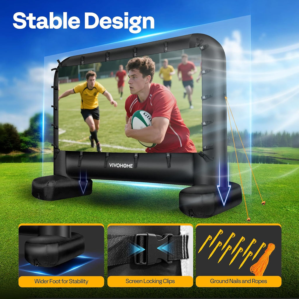 VIVOHOME 14 FT Inflatable Projector Screen for Outside, Blow Up Movie Screen Outdoor Use, Mega Large TV Screen with Carry Bag for Backyard, Tube Leg Support