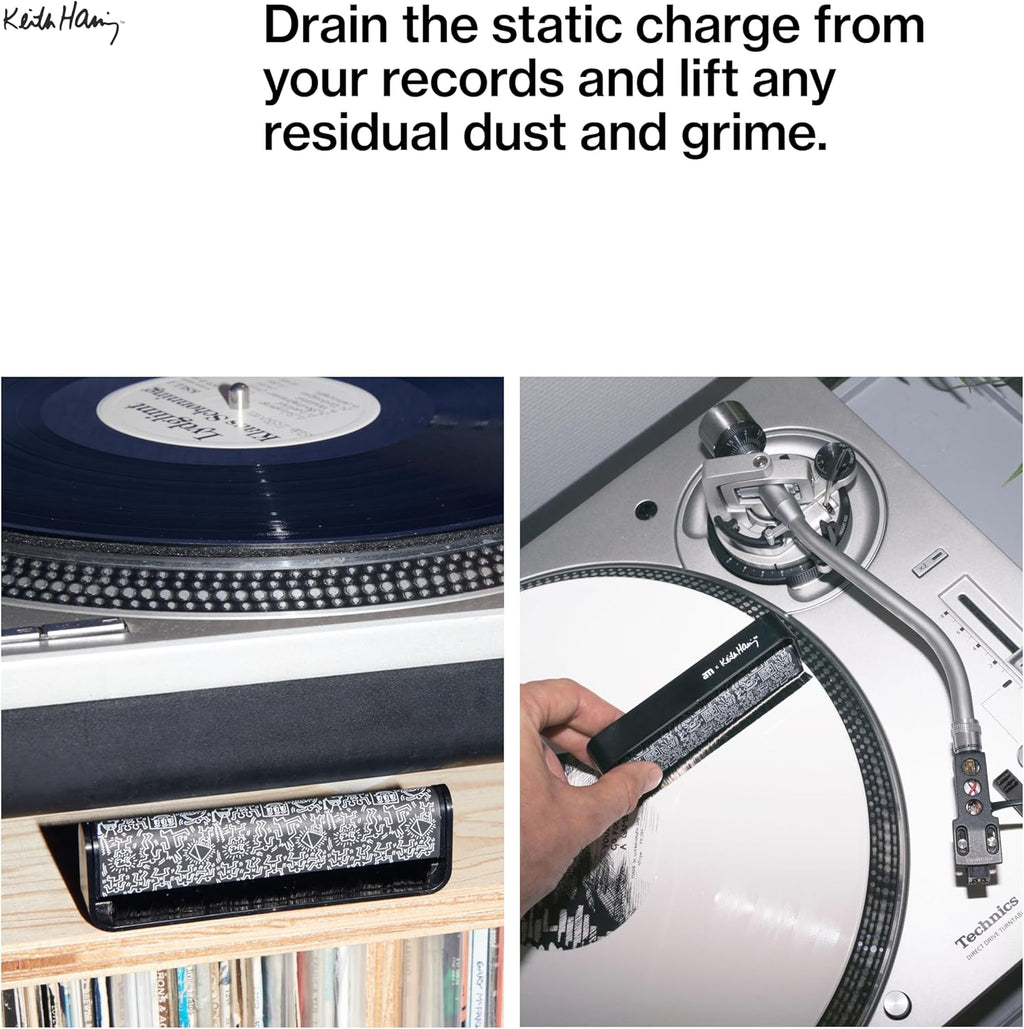 am Vinyl Record Cleaner Brush – Ultra-Fine Carbon Fiber Anti-Static Brush for Vinyl Records – Must-Have Record Player Accessory for Removing Dust, Reducing Friction & Preserving LP Sound, Keith Haring