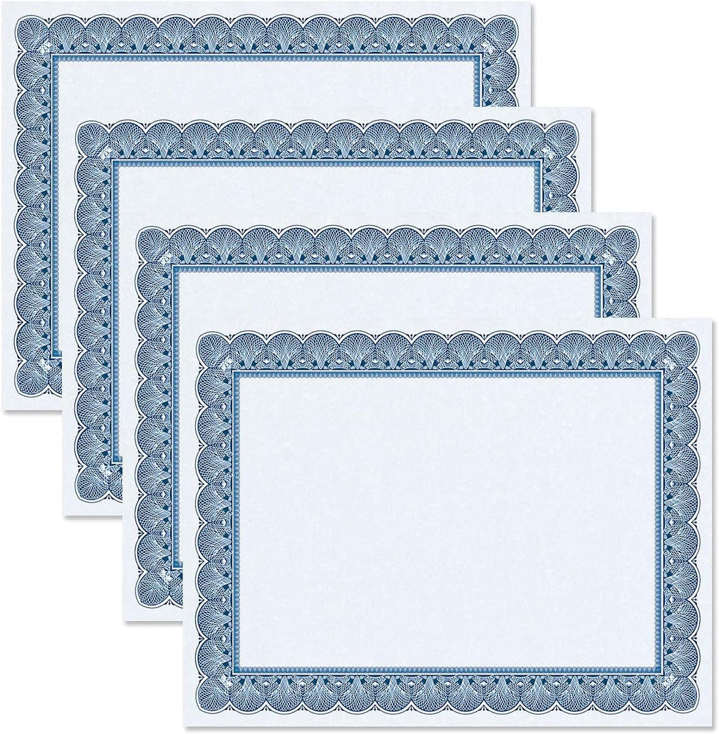Classic Elite Award Certificate Collection - Includes 25 Certificate Papers (White/Blue), 25 Heavy Linen Folders (Blue/Silver), 25 Silver Foil Seals, Laser & Inkjet Printer Compatible