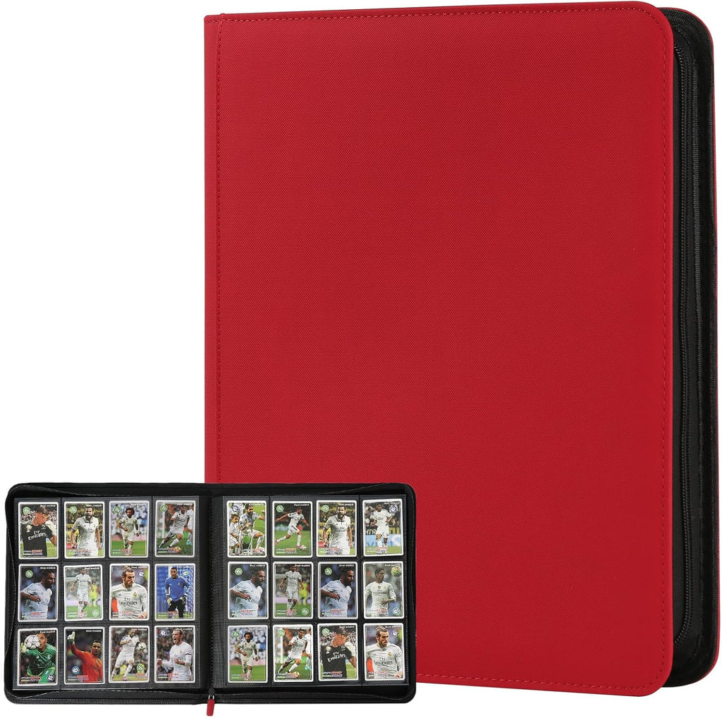 Trading Card Binder 12 Pocket, GERMUN PU Cover Card Binder for 720 Cards, Premium Trading Card Holder Folders, Double Sided Pocket Card Album for MTG, TCG (Red)
