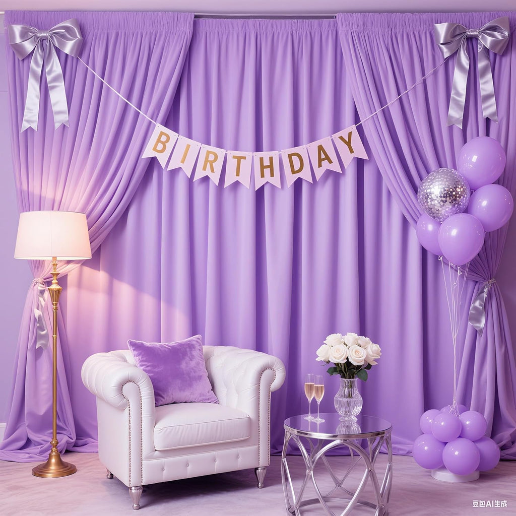 Lavender Backdrop Curtains 30x10ft: Party Backdrop Drapes Fabric - Wedding Photography Background Decorations