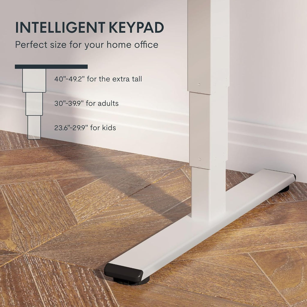 FLEXISPOT E6 Essential Rubber Solid Wood 3 Stages Dual Motor 55x24 Inch Electric Height Adjustable Standing Whole-Piece Board Sit Stand Up Desk (White Frame + Solid Wood Desktop)