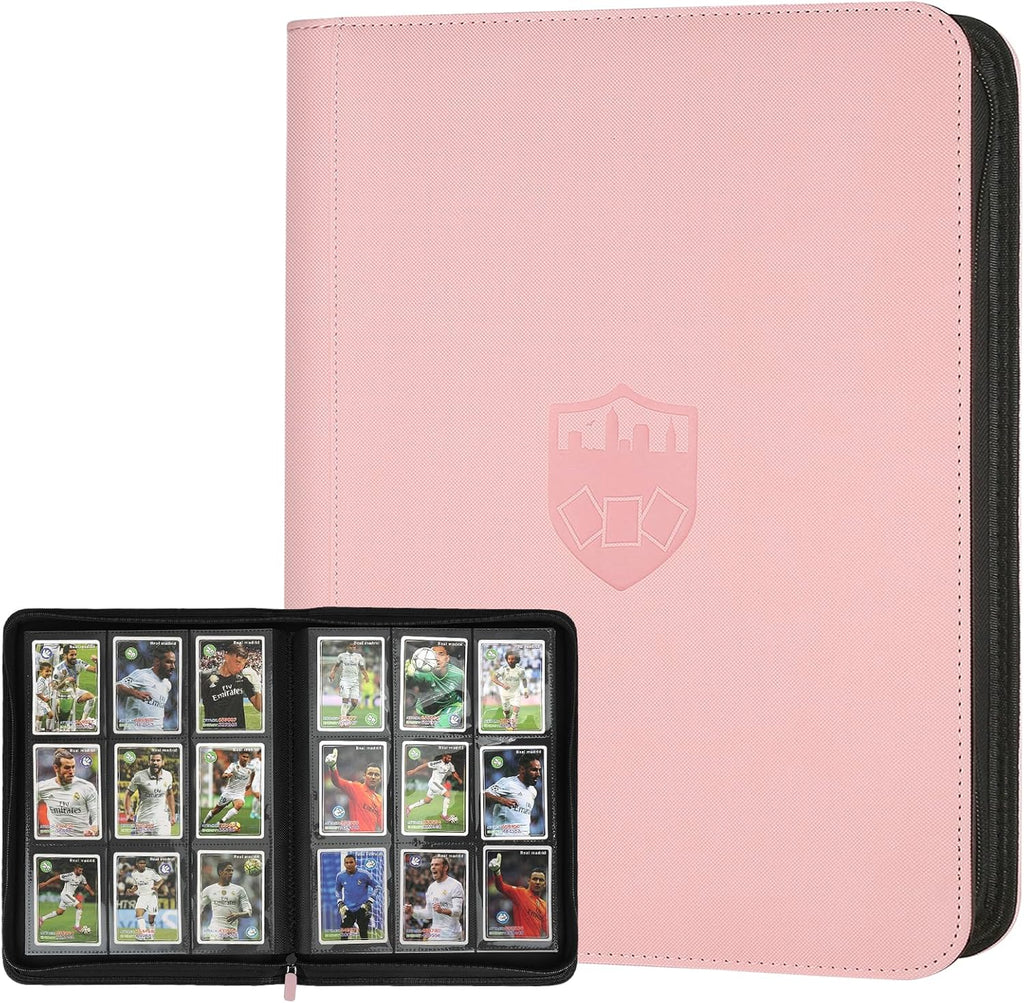 Trading Card Binder 9 Pocket, GERMUN PU Cover Card Binder for 360 Cards, Premium Trading Card Holder Folders, Double Sided Pocket Card Album for MTG, TCG (Pink)