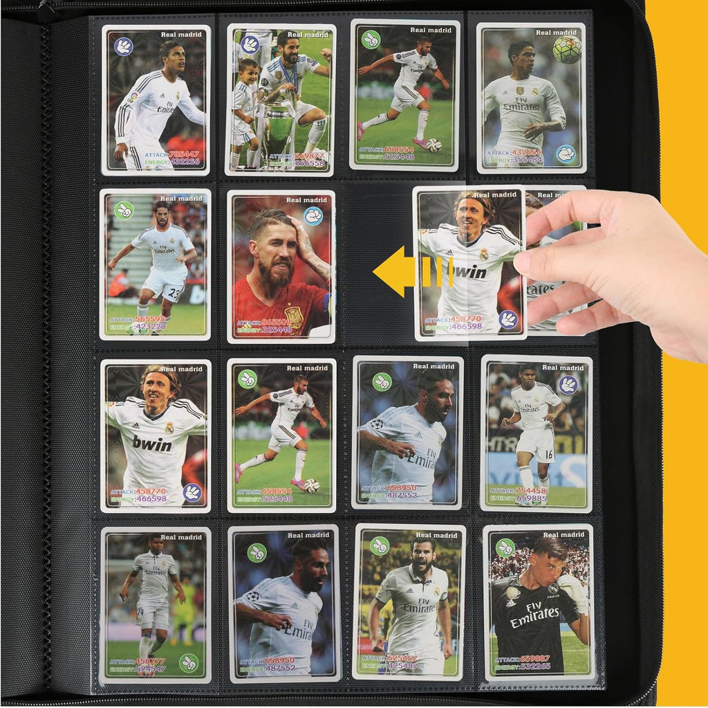 Trading Card Binder 16 Pocket, GERMUN PU Cover Card Binder for 1000+ Cards, Premium Trading Card Holder Folders, Double Sided Pocket Card Album for MTG, TCG (Carbon Black)