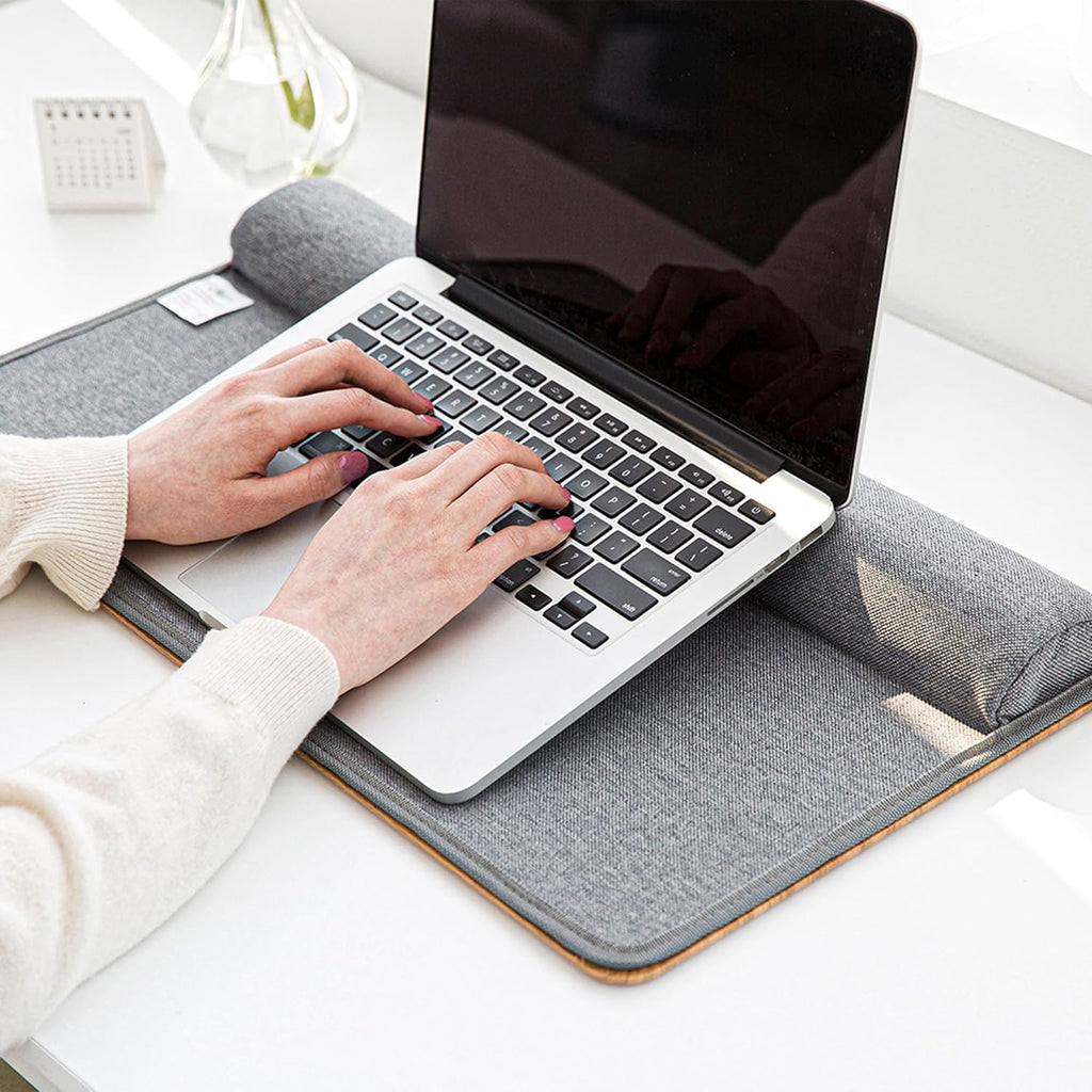 Lap Desk with Soft Cushion and Wrist Rest – Portable Laptop Desk for Bed, Couch & Home Office, Removable Mouse Pad & Anti-Slip Strip for 17 inch Laptop (Large, Wood Pattern)