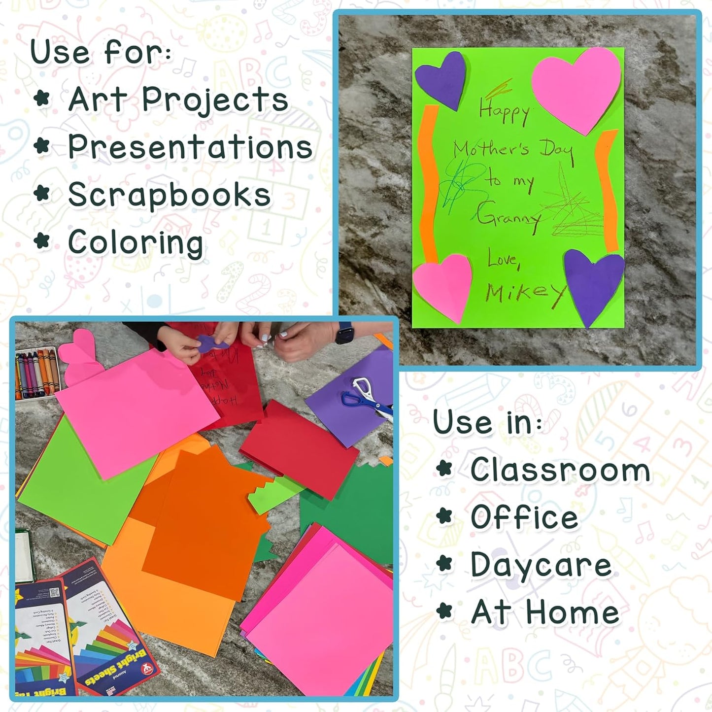 Hygloss Products Bright Colored Cardstock - 96 Sheets - 11x17 Card Stock Paper- 10-12 Bright Colors