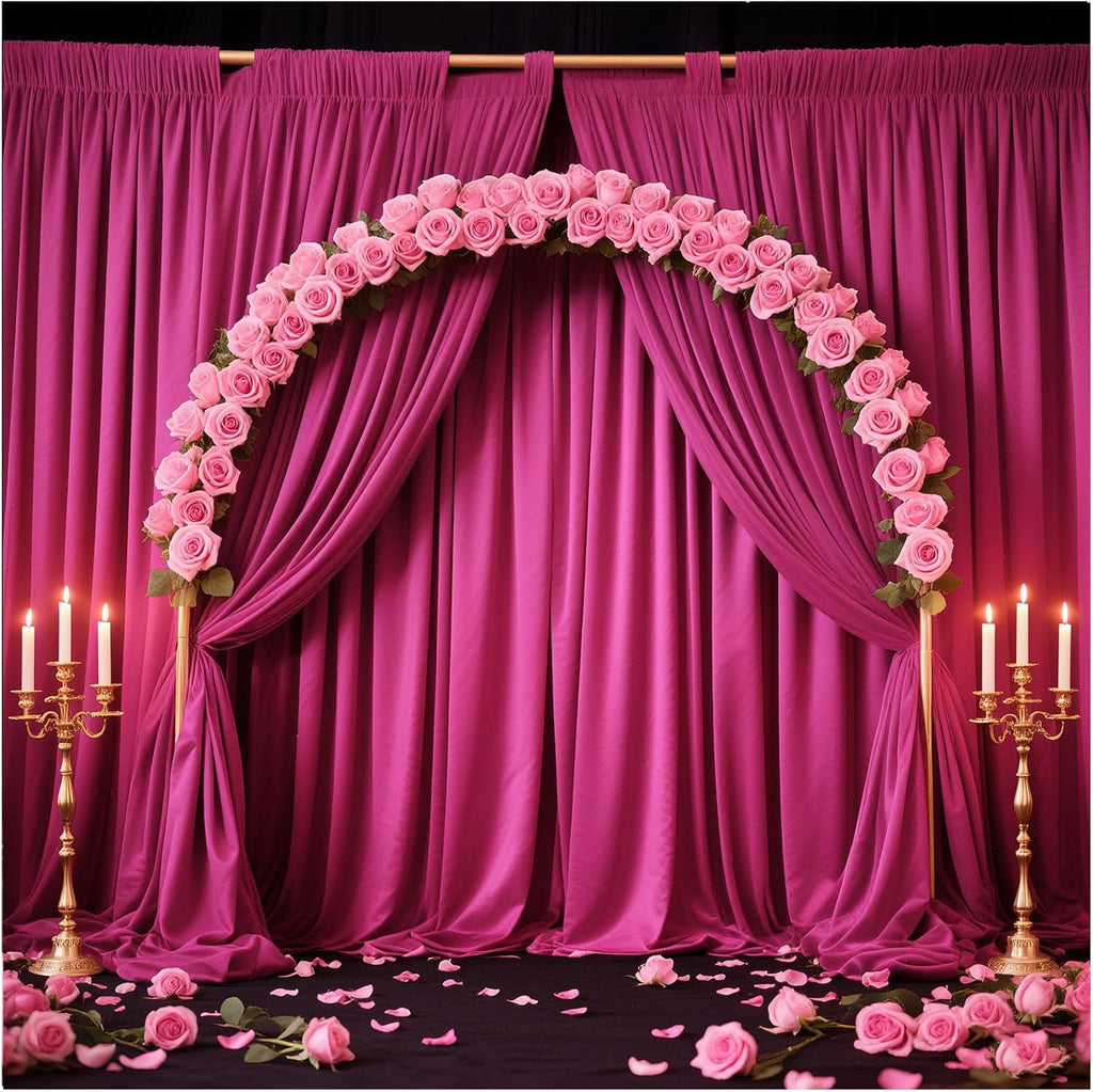 Hot Pink Backdrop Curtains 10x10ft: Polyester Parties Backdrop Drapes Panels - Fuchsia Baby Shower Birthday Photography Fabric Background