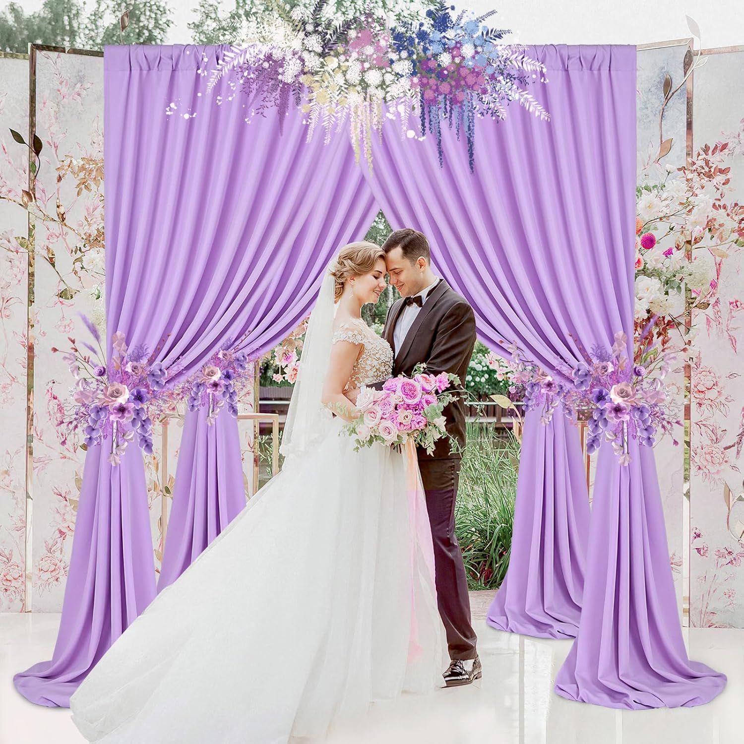 Lavender Backdrop Curtains Photo Backdrop Drapes: 2 Panels 5ft x 10ft Polyester Fabric - Baby Shower Mermaid Photography Background Decorations