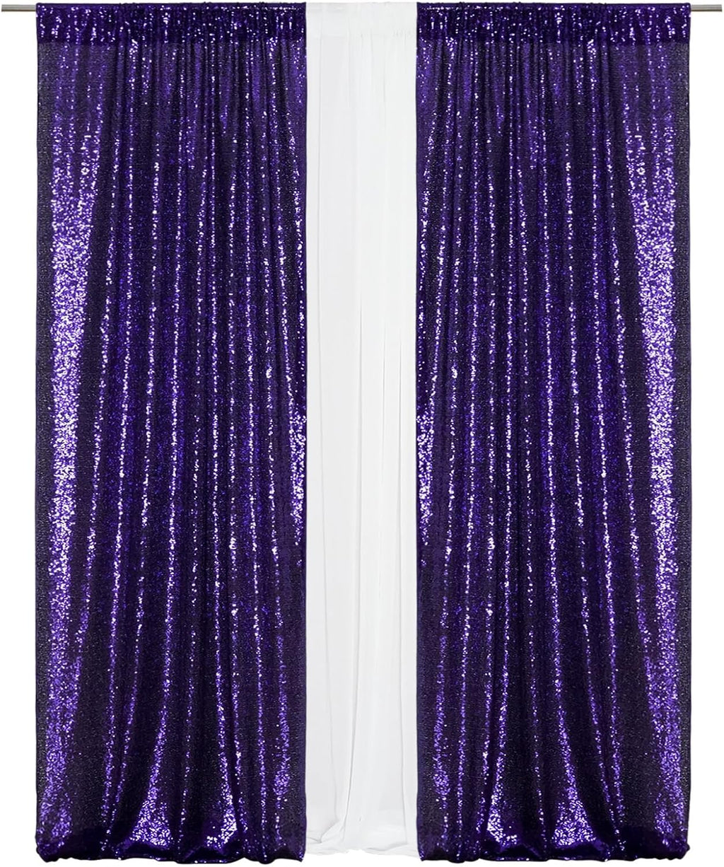 Eternal Beauty Sequin Backdrop Curtains, 3x7 Ft-2 Panels Purple Back Drop for Shimmer Photography Party Wedding Birthday Decor