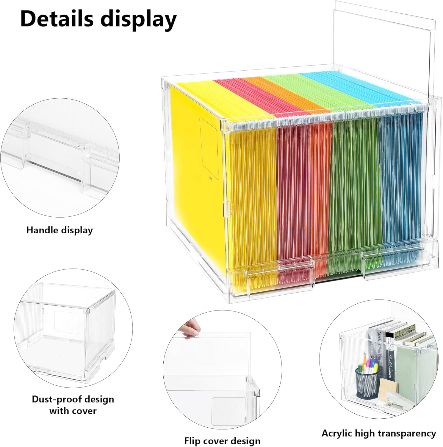 MUKAI File Organizer Box with Lid, Collapsible File Folder Organizer with Slide, Hanging File Folder Box, for Office Document Storage with Desktop organizer ﻿ (3)