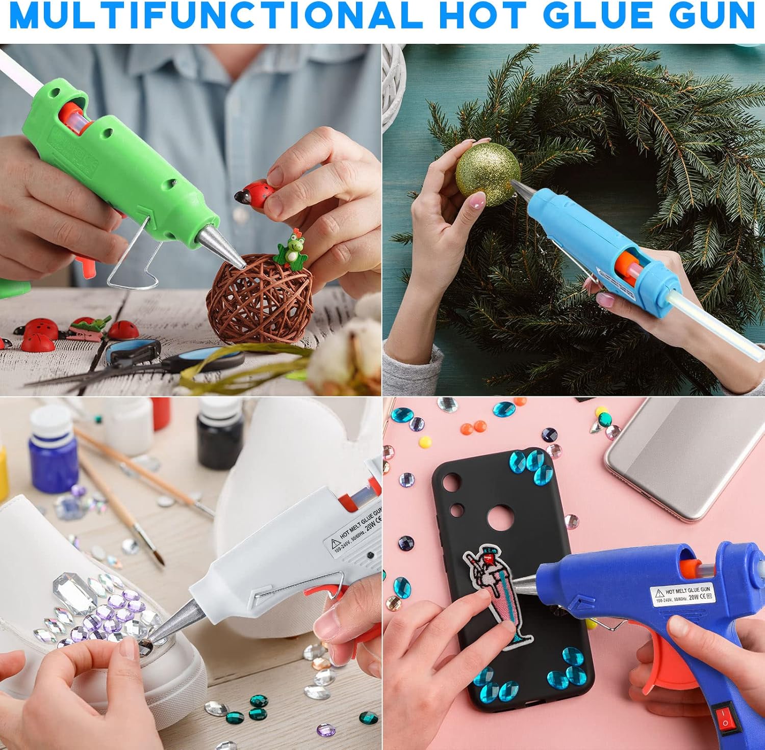 Zhengmy 8 Pcs Mini Hot Glue Gun with 40 Sticks Crafts Hot Glue Guns High Temp Repairs Kit for School DIY Arts Class Projects Office Home Quick Repairs