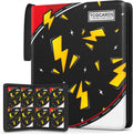 Trading Card Binder 4 Pocket，Card Binder 400 Pockets Card Book Holder Cards with 50 Removable Sleeves，3-Ring Zip Design MTG/TCG/Sport Collectible Trading Card Albums Gifts for Boys and Girls (Black)