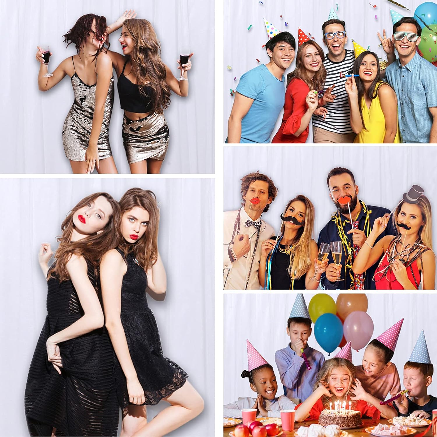 White Backdrop Curtains 2 Panels 5ft x 10ft Polyester Photo Backdrop Drapes for Wedding Party Background Decorations