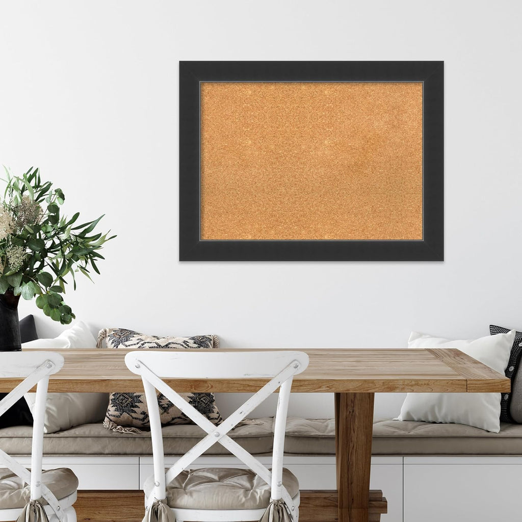 Amanti Art Natural Cork Board for Wall, 25x33 Vision Board with Black Wood Frame, Medium Corkboard Office Decor for Home Organization, Modern Contemporary Corkboard Pinboard to display items for home