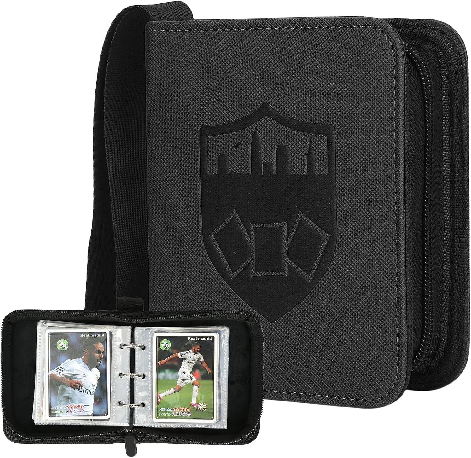 Mini Card Binder 1 Pocket, 80 Pockets Trading Card Binder, Premium Small 2 Pocket Trading Card Collection Album Folder with 40 Sleeves Double Sided - Gifts for Kids (Black）