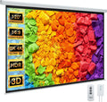YODOLLA 120" Projector Screen Motorized 16:9, 4K HD Pull Down Retractable Projection Screens Electric Automatic Wall Ceiling Movie Screen for Office Classroom Indoor with Remotes