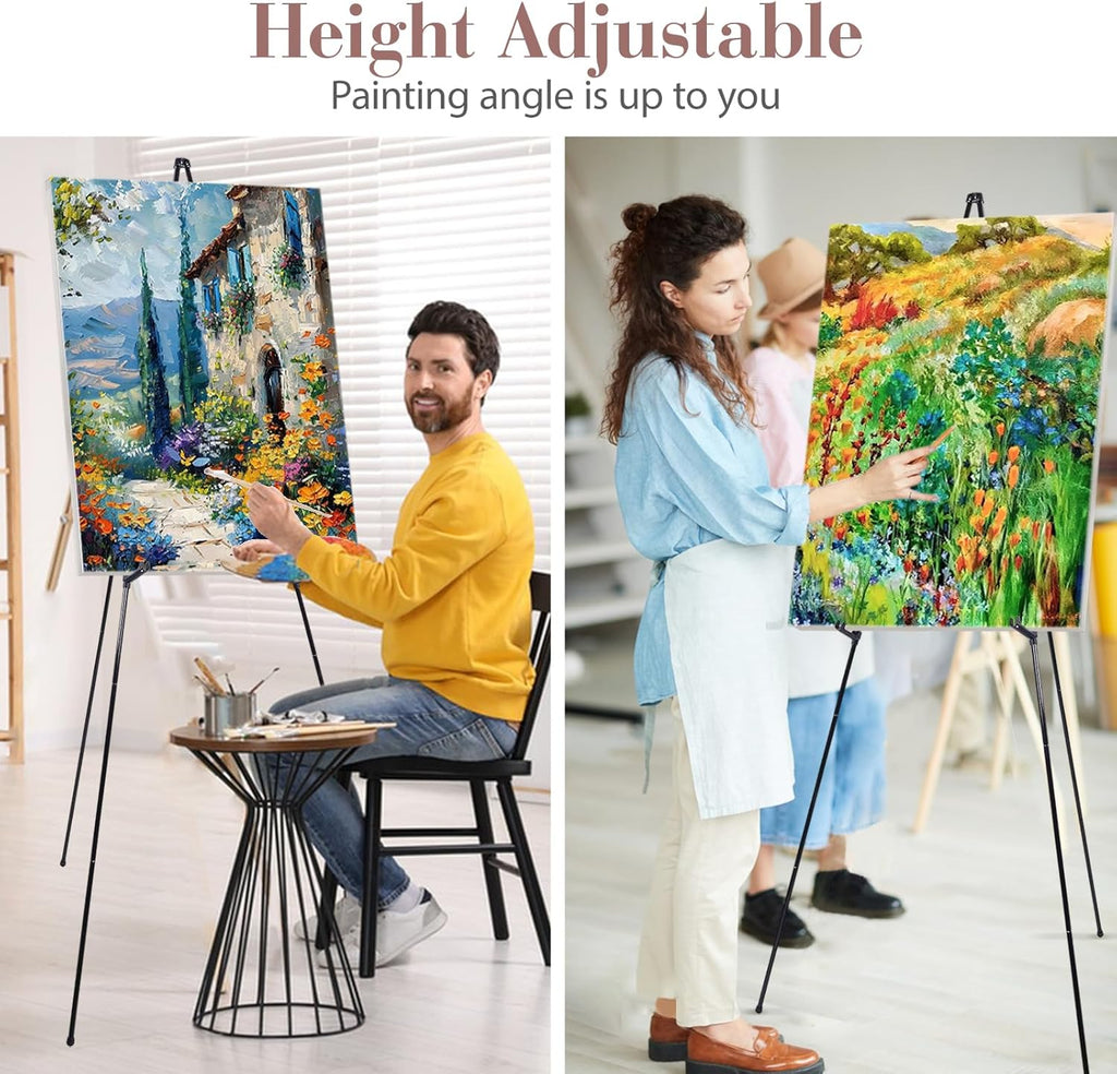 AZEAM 3 Pack 63" Easel Stand for Sign, Portable Easel for Painting, Foldable Black Metal Easel Display Stand Poster Holder Adjustable Sign Stand for Display Wedding Arts Poster