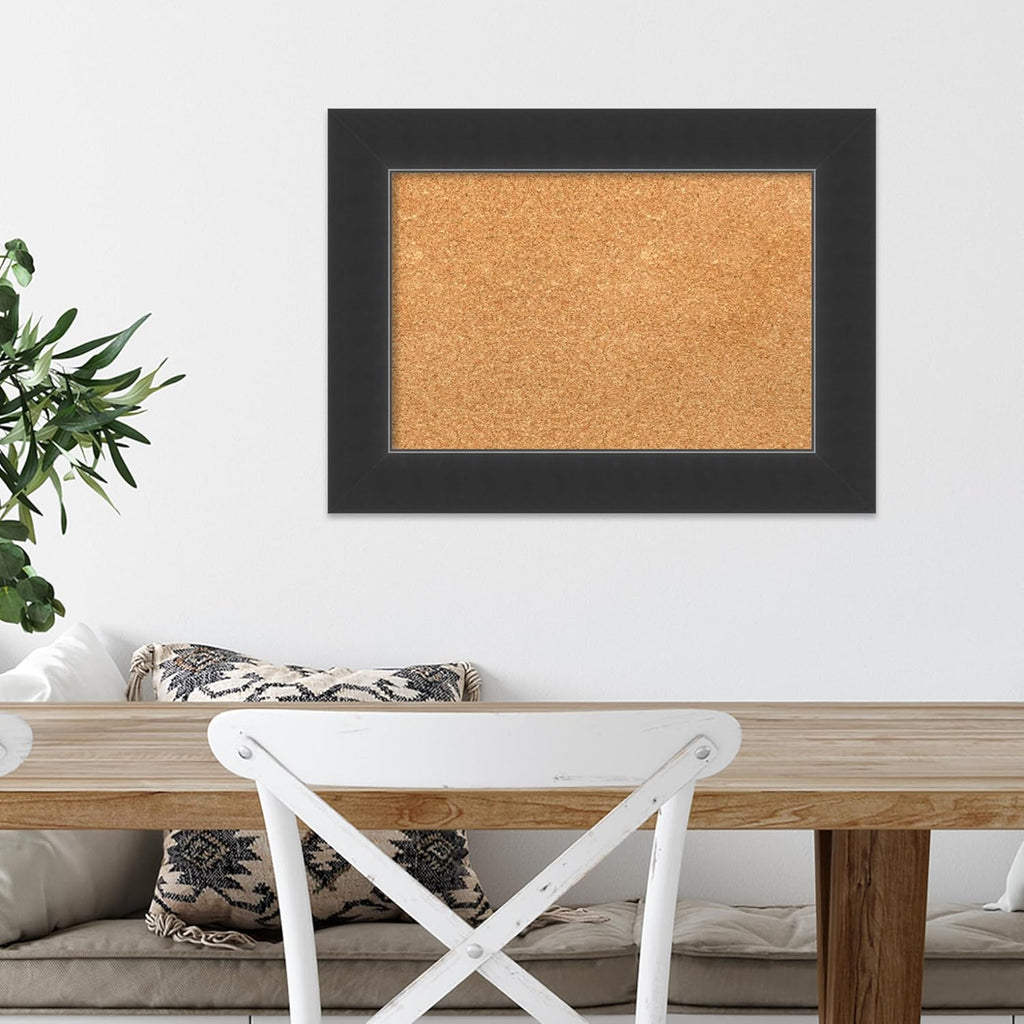 Amanti Art Natural Cork Board for Wall, 17x23 Vision Board with Black Wood Frame, Small Corkboard Office Decor for Home Organization, Modern Corkboard Pinboard to Display Items for Home Organization