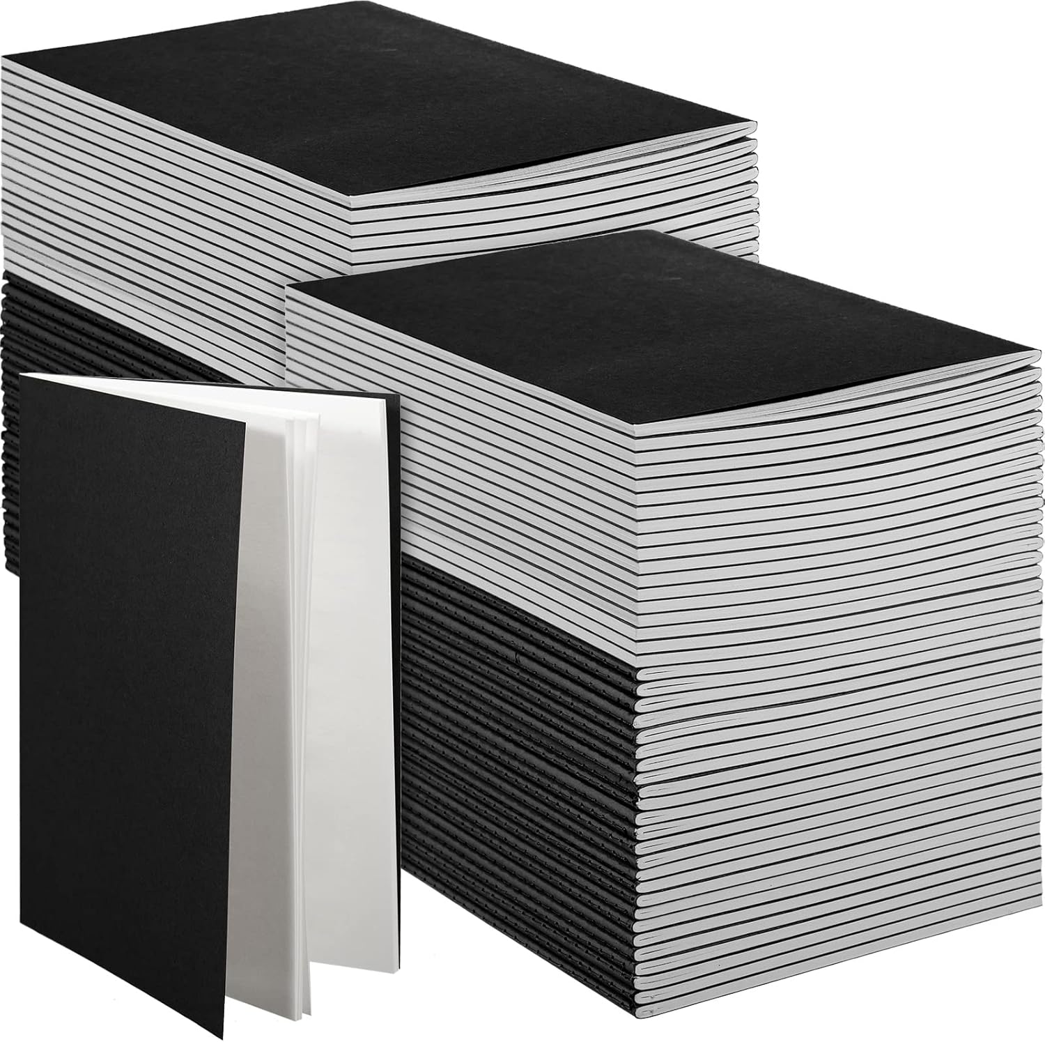 100 Pcs Kraft Notebook Journals 5.5 Inch x 8.3 Inch A5 Softcover Notebooks Bulk for Writing Sketch Office Notepad with 60 Pages 30 Sheets (Multicolor,Lined)(Black,Unlined)