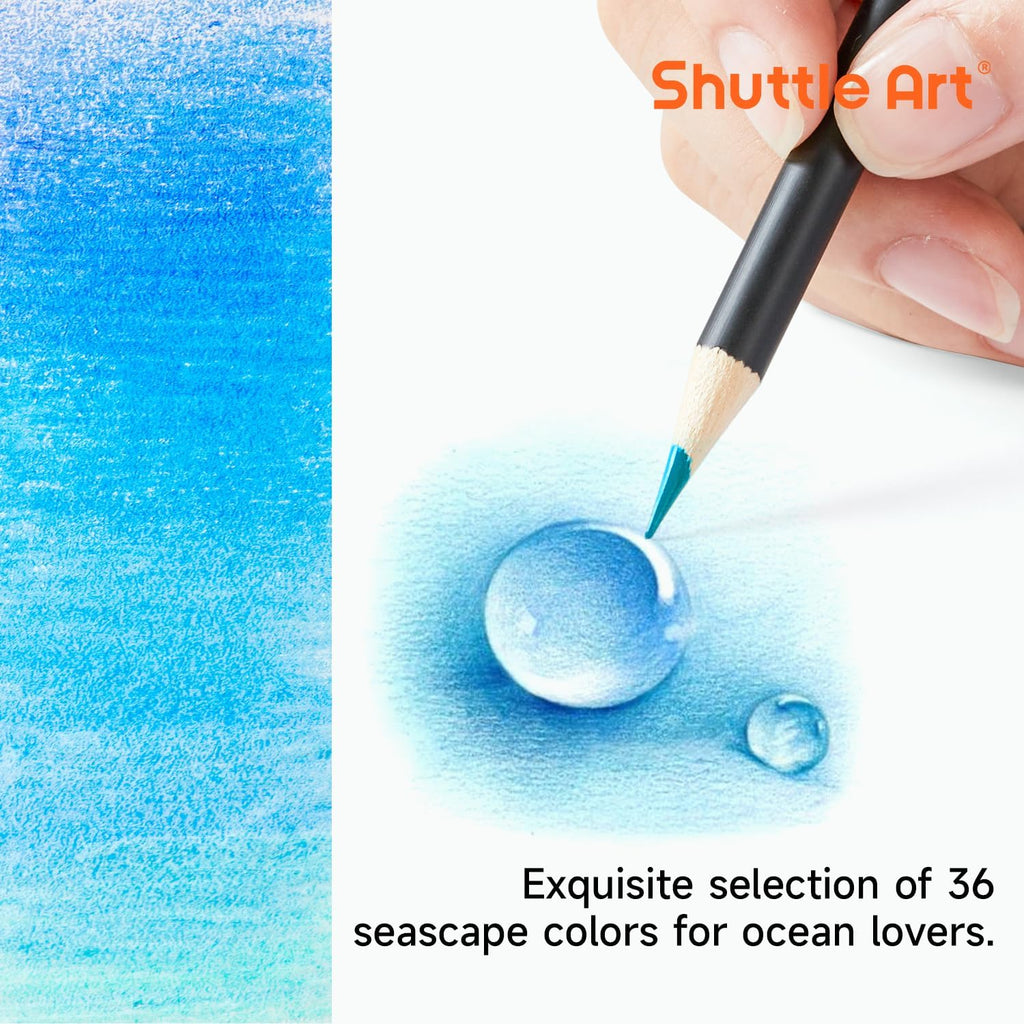 Shuttle Art 36 Colored Pencils, Seascape Themed Colored Pencils for Adult, Soft Core Color Pencils, Coloring Pencils for Adults Kids Artists Beginners Drawing Coloring Sketching