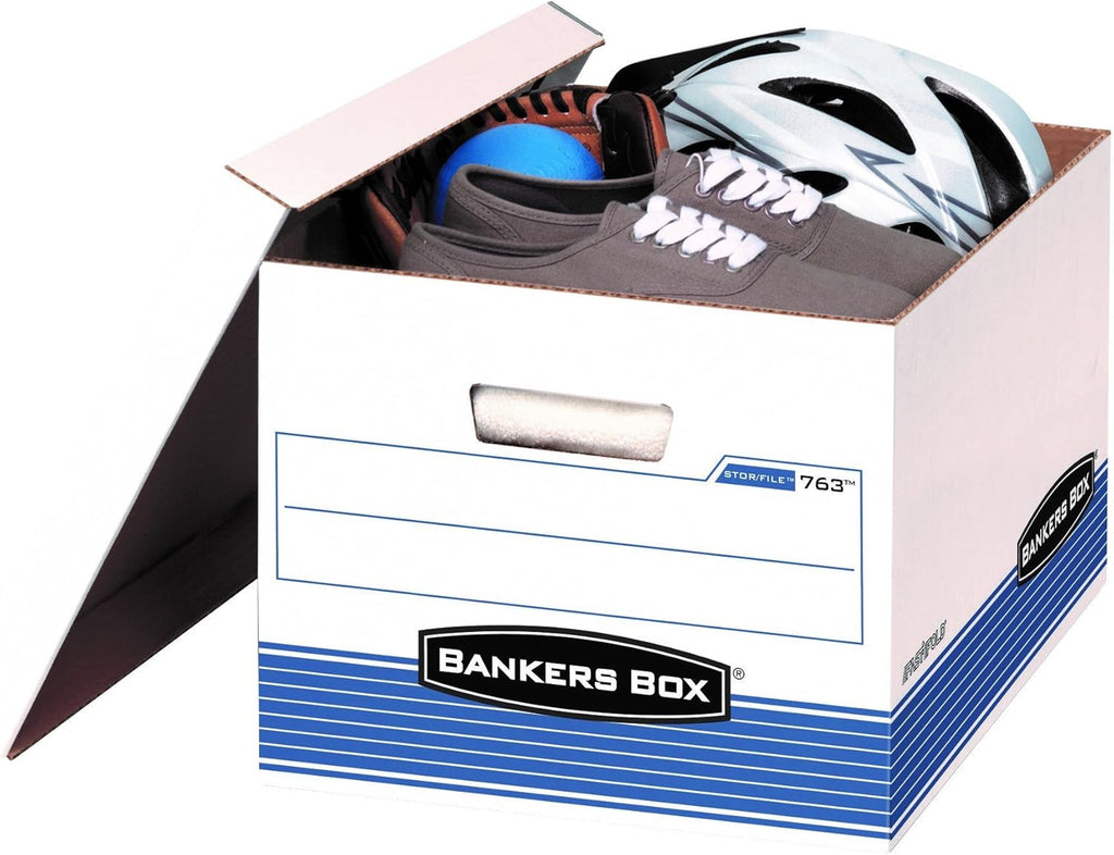 Bankers Box 20 Pack STOR/FILE Medium-Duty File Storage Boxes, FastFold, Lift-Off Lid, Letter/Legal, White/Blue