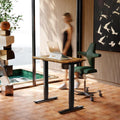 HUANUO 32" Small Electric Standing Desk Adjustable Height, 4 Memory Height Settings, Sit Stand Up Desk for Home Office & Computer Workstation, Vintage Brown