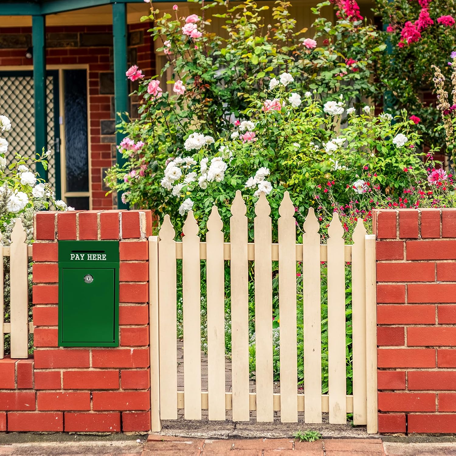 Metal Donation Box Collection Safe Suggestion Box with Lock Wall Mounted Mailbox Delivery Ballot Case Key Drop Case for Home Office Outdoor Door (Green, 10.24 x 5.71 x 2.95 Inch)