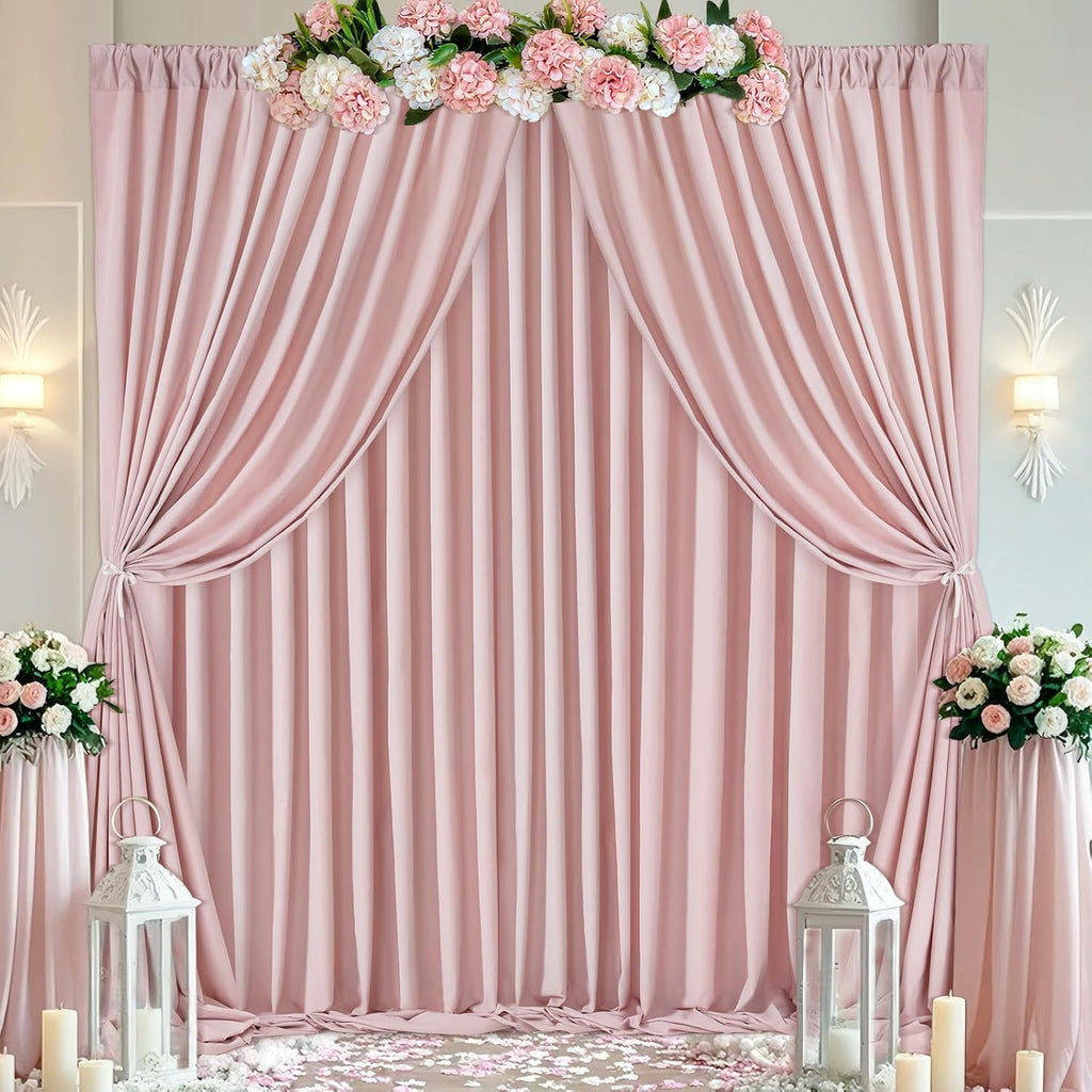 Dusty Rose Polyester Backdrop Curtains: 30ft x 10ft Photography Backdrop Drapes - for Baby Shower Birthday Party Decorations