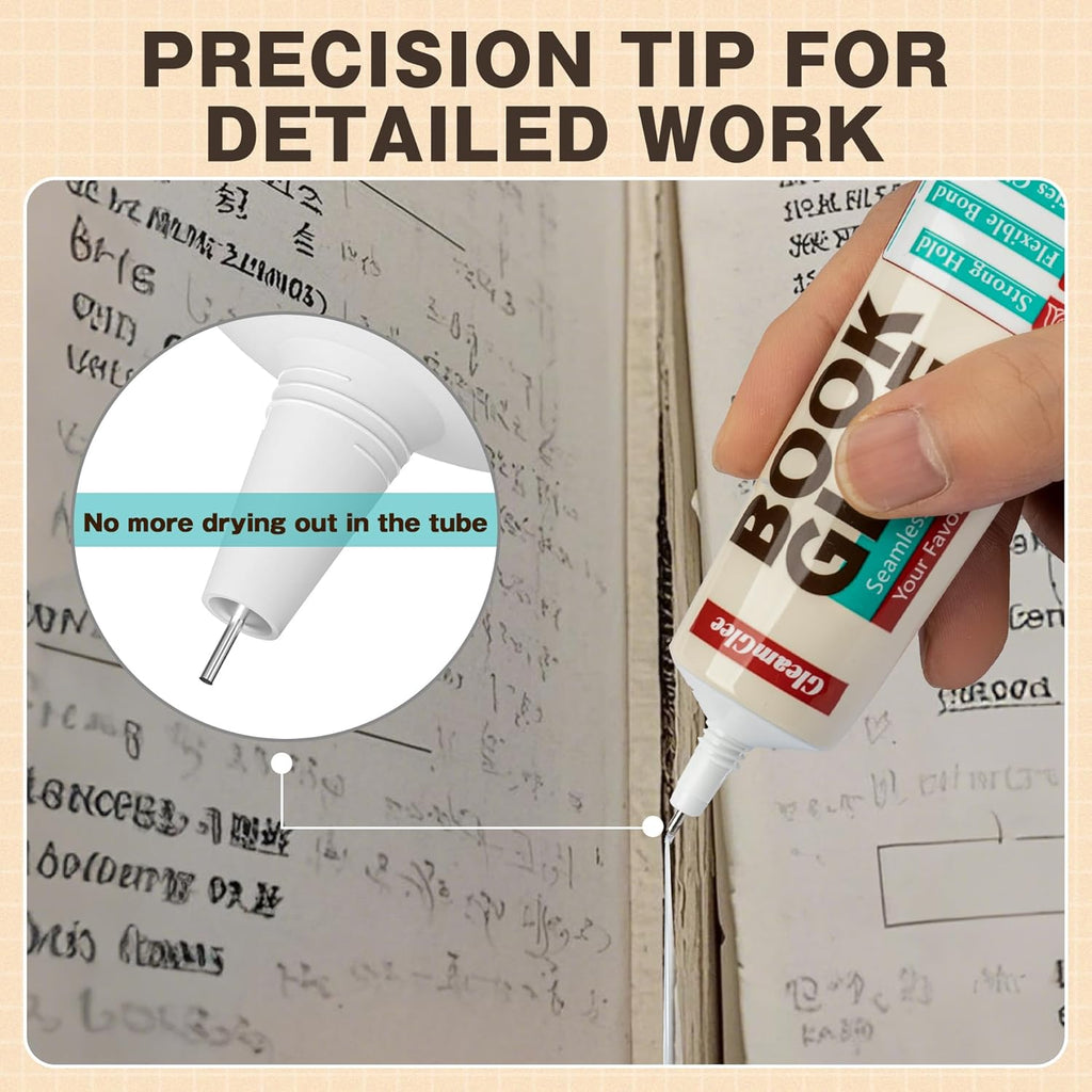 Book Glue, Dries Clear & Flexible Book Binding Glue Adhesive, Used for Bookbinding and Book Repair, Book Nook, Framing, Collages, Paper Art and Crafts - 60ml x 2Pack