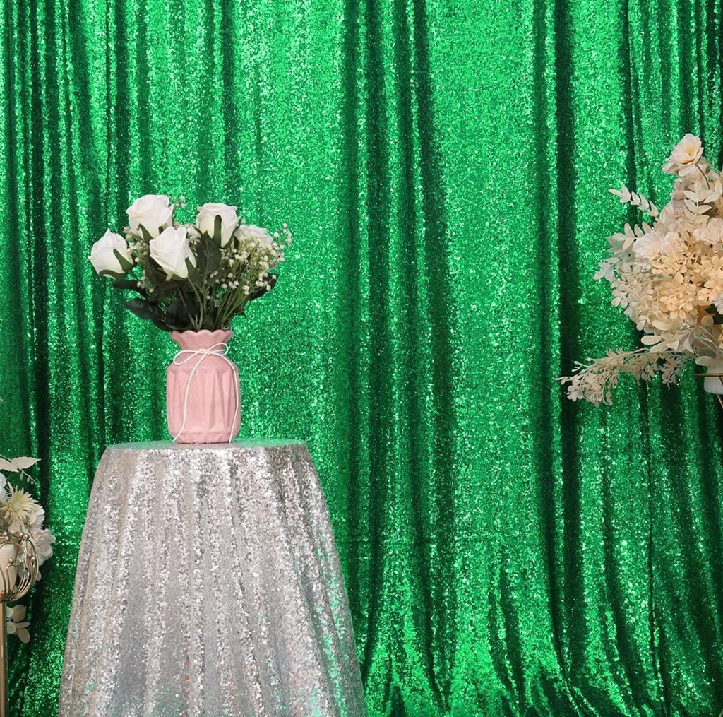 Eternal Beauty Green Sequin Backdrop, 6x8 Ft Glitter Background Curtains for Shimmer Photography Party Wedding Birthday Back Drop Decor