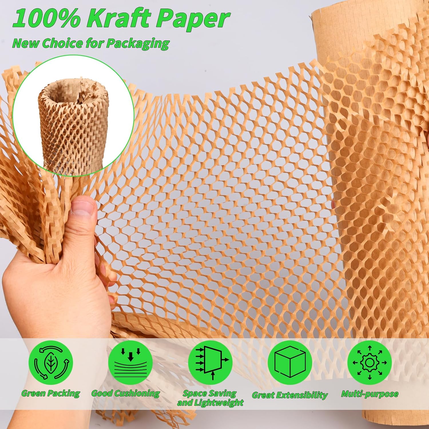 Honeycomb Packing Paper 16" x 400', Bubble Cushioning Wrap for Packing/Shipping/Moving, Eco-Friendly Bubble Packing Paper Wrapping for Fragile Items,Electronics and Bouquet Packaged
