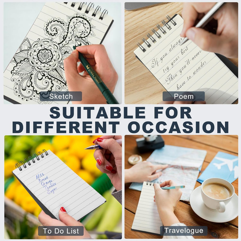 Tenceur 54 Pcs Pocket Notebook Bulk Small 3x5 Inch Spiral Notepads Mini Top Bound Notebook with Lined 120 Pages Ruled Memo Pads for Office College Nurse Essentials Back to School Gift(Black)