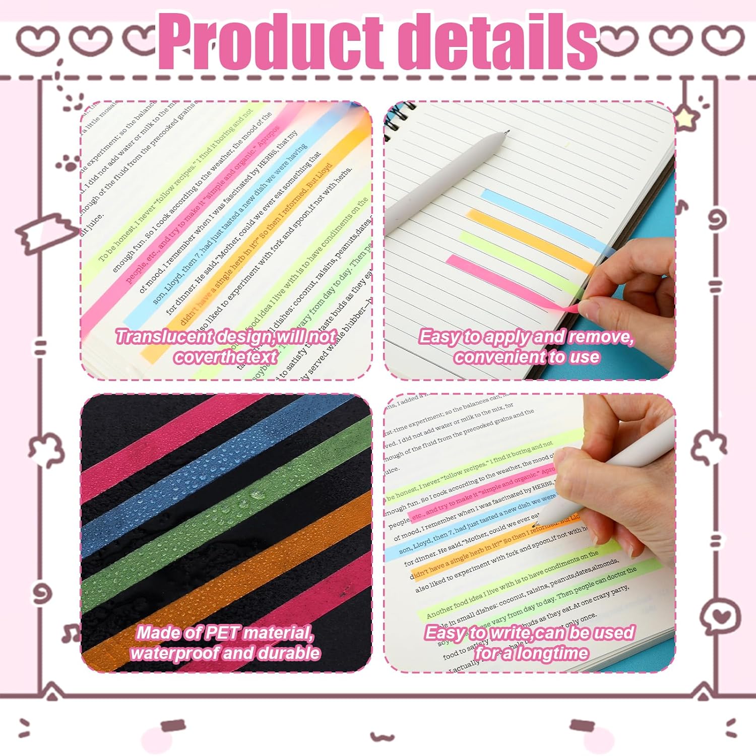 10 Rolls Highlight Tape,Highlighter Tape Removable,0.24 in x 16 ft,Sticky Highlighter Strips,Study Supplies or Book Annotation Supplies for Students,Teachers,Reading,Home,Office