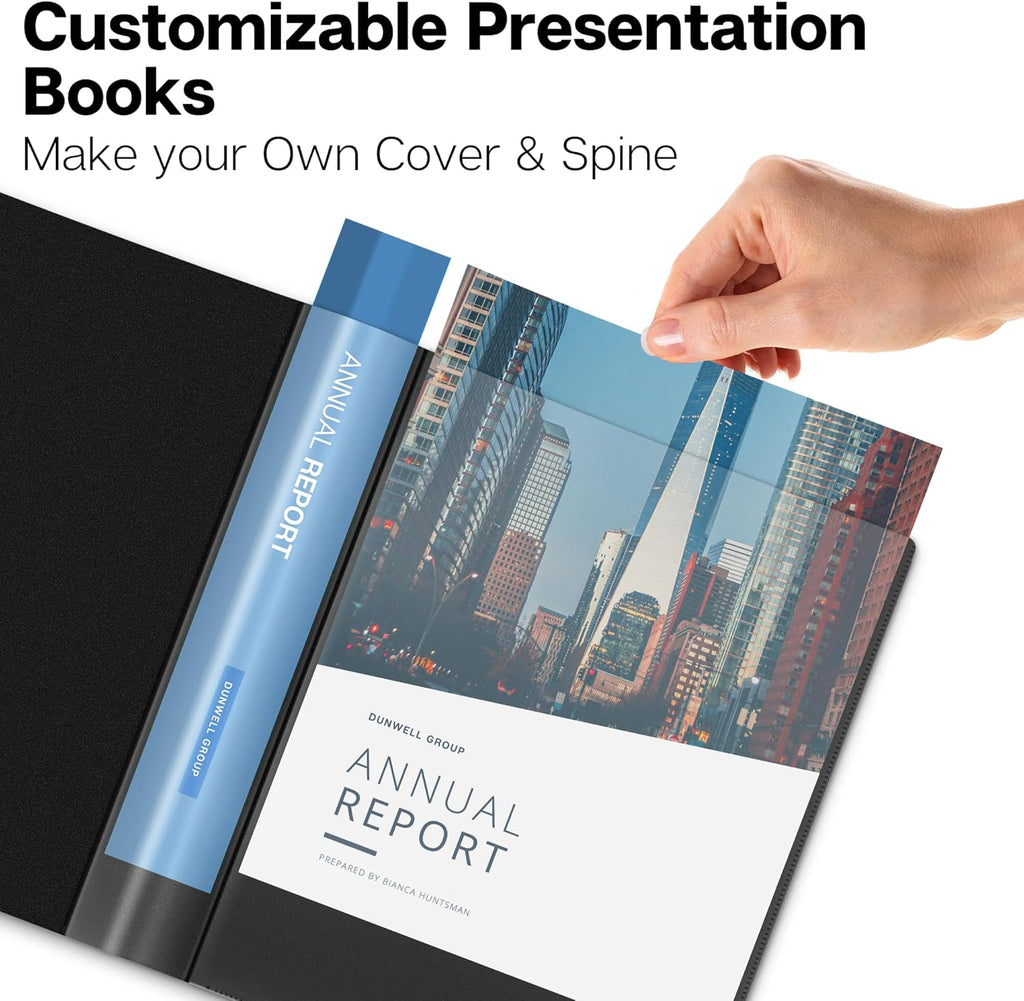 Dunwell Presentation Binder 12-Pocket, Displays 24 Pages, 8.5x11 Portfolio Binder with Plastic Sleeves, Storage and Organizer for Documents, Certificates, Projects, Photos (Black)