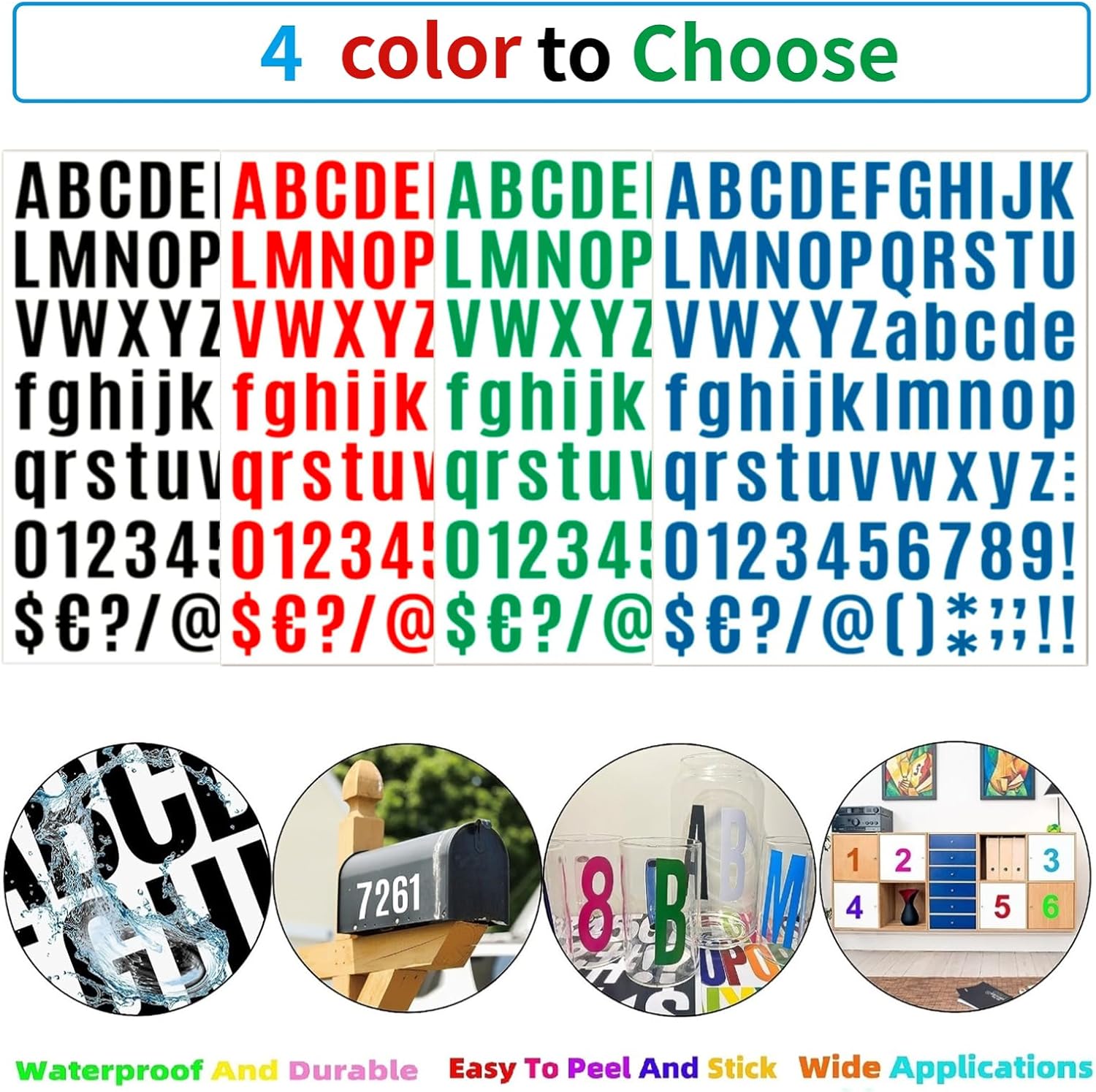 10 Sheets Letter Number Stickers, 1 inch Vinyl Self-Adhesive Alphabet Stickers, Mailbox Numbers, Cup Labels, Holiday Party Decoration (Black, 1 inch)