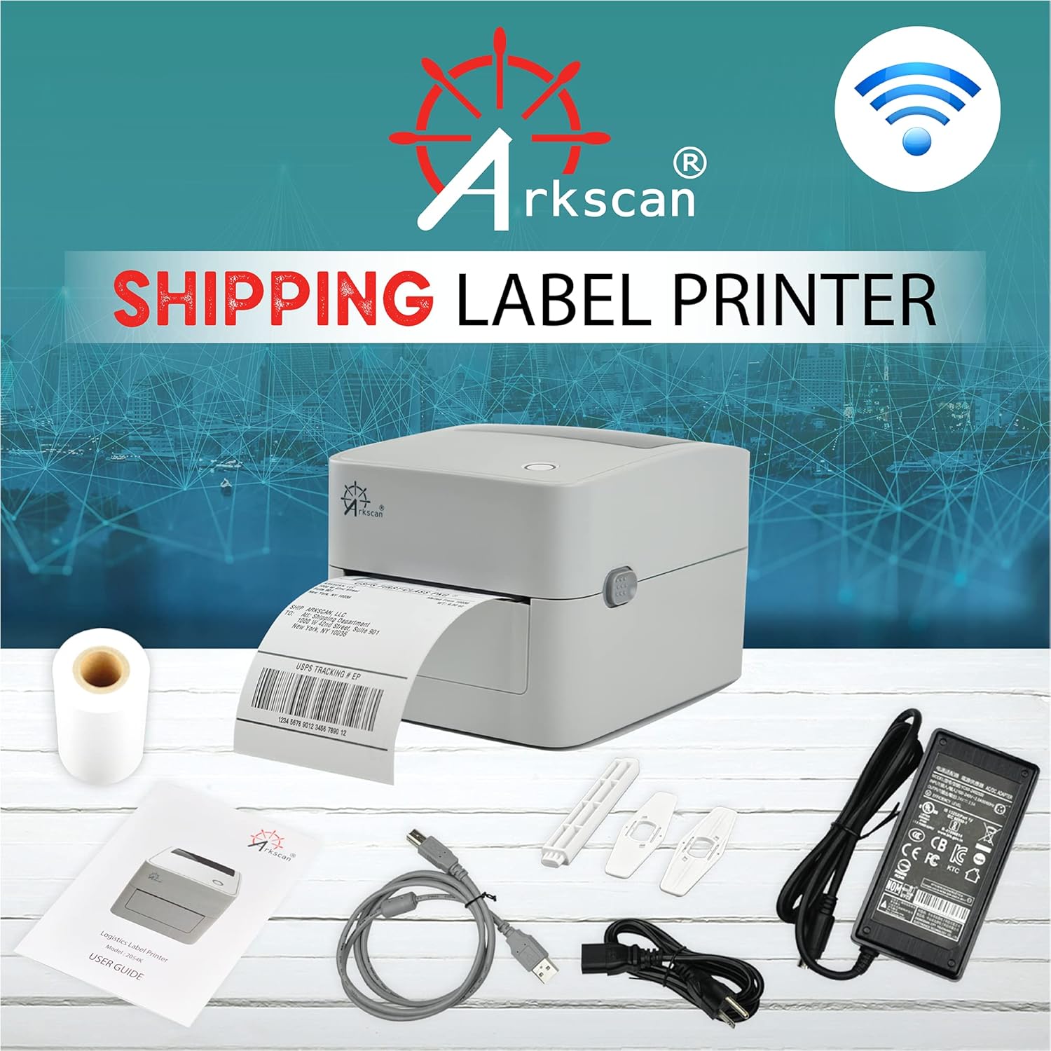 2054K Shipping Label Printer with USB & Wireless Connectivity – Compatible with iOS, Android, Windows, macOS, and ChromeOS for 4x6 Direct Thermal Labels