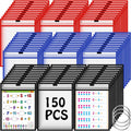 Teling 150 Pcs Dry Erase Pockets Bulk Reusable Job Ticket Holders Clear Plastic Sleeve Protector Work Order Sleeve Shop Ticket Holder for Welcome Teacher Back Office Supplies(10 x 14'',Black Blue Red)