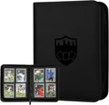 Trading Card Binder 4 Pocket, GERMUN PU Cover Card Binder for 160 Cards, Premium Trading Card Holder Folders, Double Sided Pocket Card Album for MTG, TCG (Black)